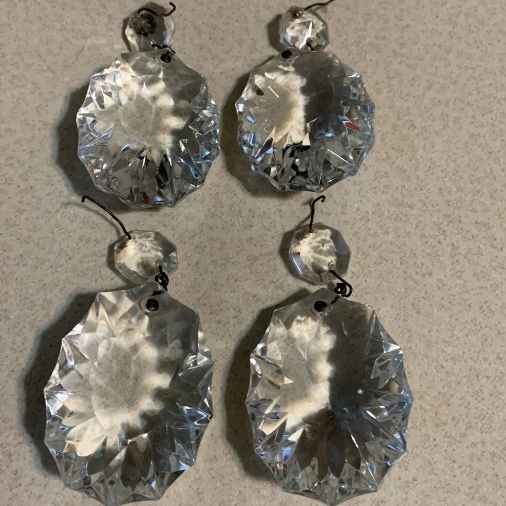 4 large vintage two piece oval crystals (173)
